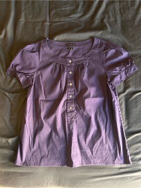 Theory Navy Blue Indigo Button Up Short Sleeve Blouse Women’s Small
